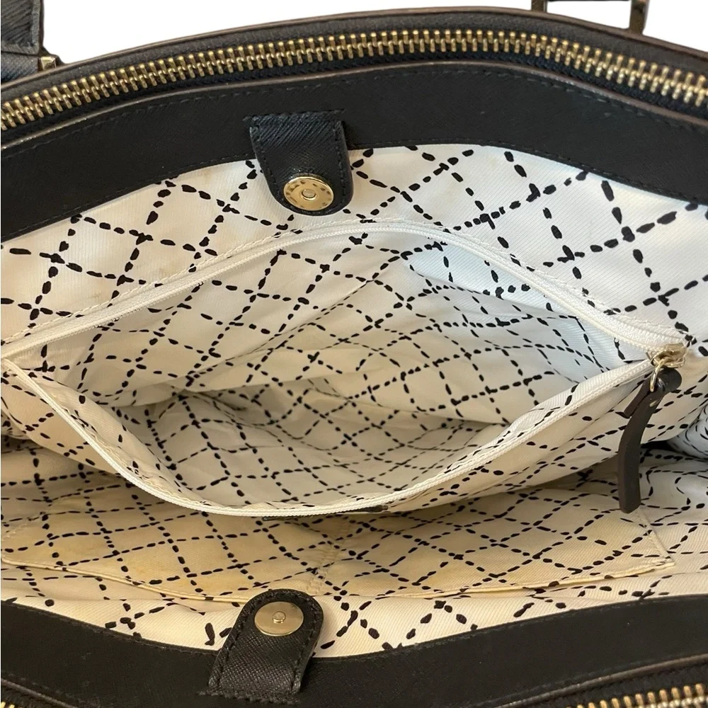 Kate Spade LARGE Loden Black Leather Triple Compartment Satchel/Crossbody Classy